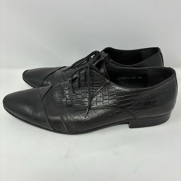 DIVINCH HANDCRAFTED BLACK ALLIGATOR LACE-UP OXFORD SHOES BLUE SOLE EU 42 US 9.5 main image 8